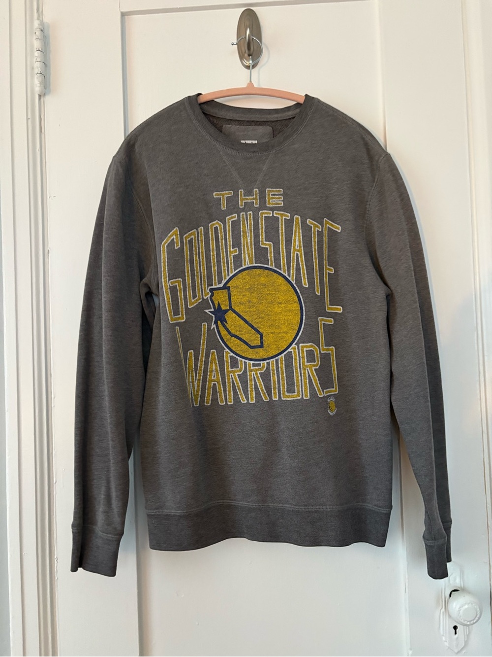 Junk Food Clothing Gray Crewneck with Yellow Graphic